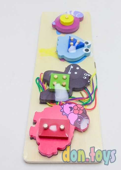 Логическая пирамидка сортер со шнуровкой Зверята, арт. 92-55, фото 8