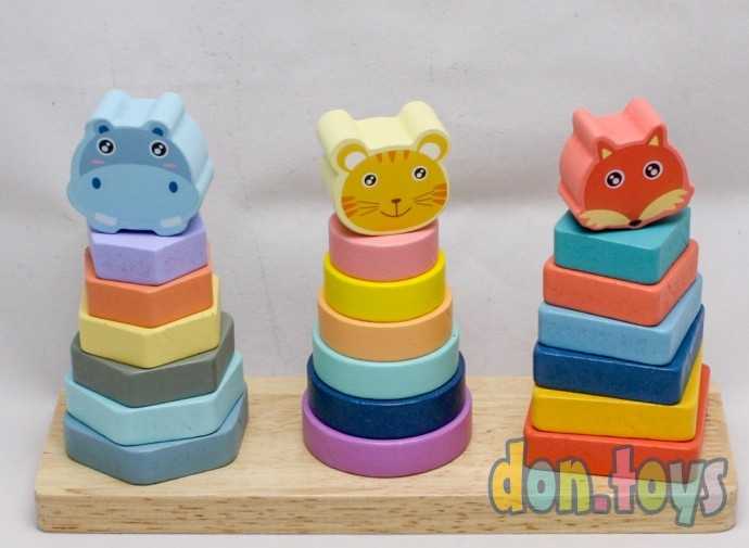 Деревянная игра пирамидка Животные, фото 7