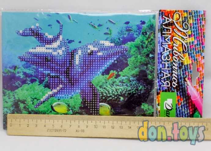 Алмазная живопись, Darlens. Дельфины, частич. заполнение, 14х18 см, арт. 1769, фото 3