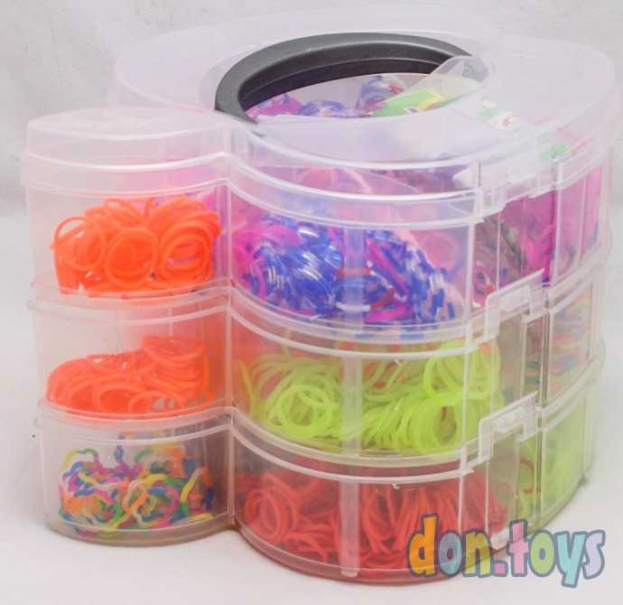 Набор резиночек для плетения в пластиковом боксе 3 этажа, фото 2