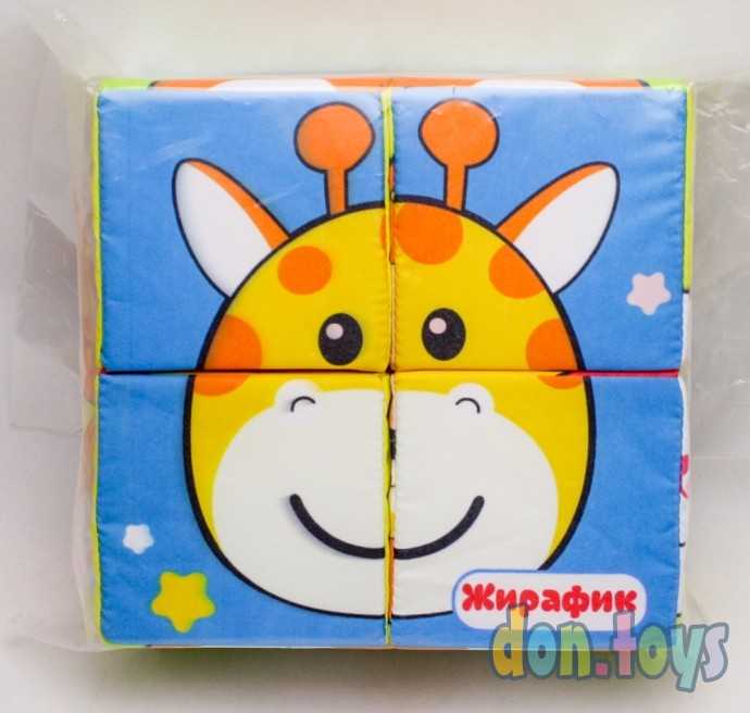 Игрушка мягконабивная кубики Зверята, 4 шт., 8х8 см, арт. 20145, фото 1