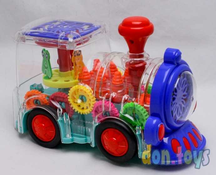 Паровоз с шестеренками, прозрачный, свет, звук, арт. 238-1, фото 1