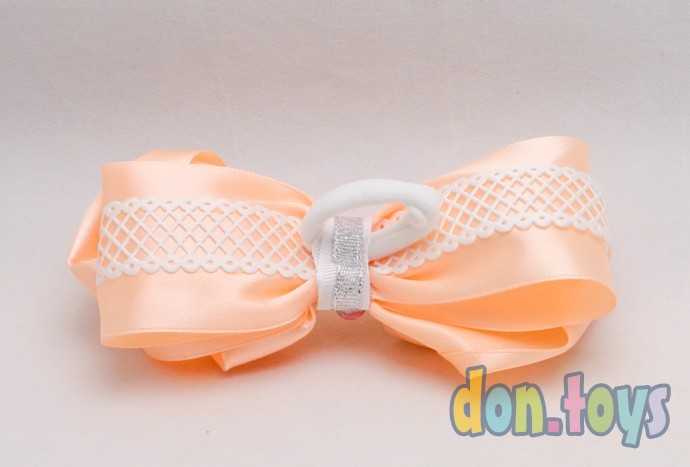 Резинка для волос Бантик с бутонами из роз и серединкой из бусин, фото 5