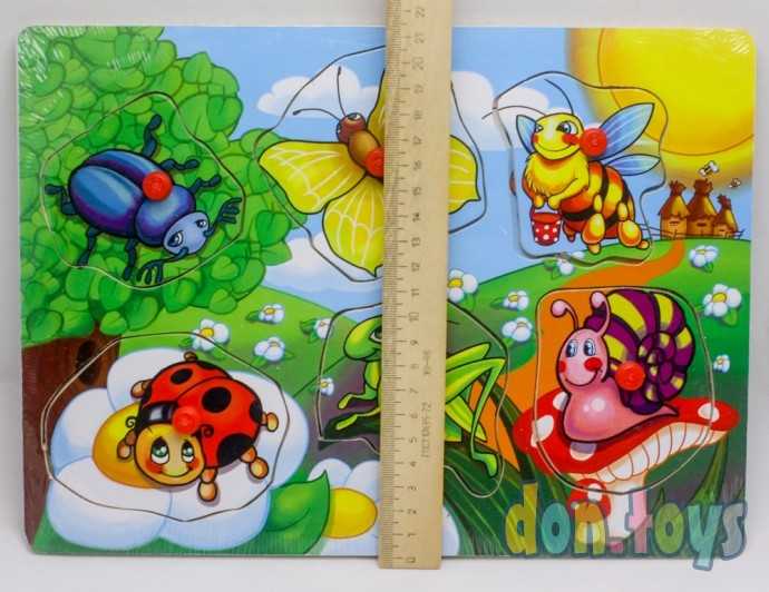 Деревянная рамка-вкладыш Веселые насекомые, арт. П-1027, фото 3