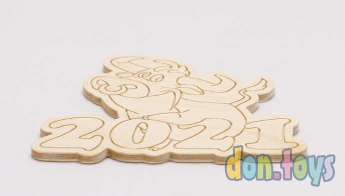 Елочная игрушка из фанеры Символ 2021 года Бык, фото 2