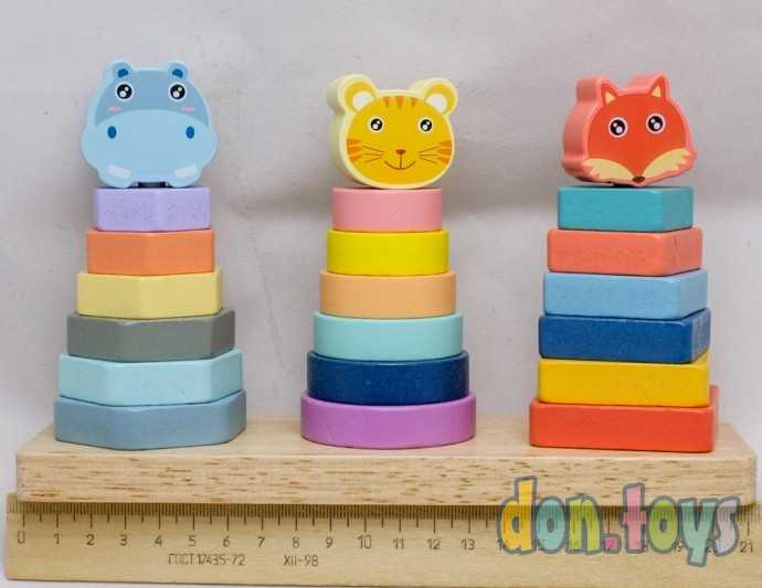 Деревянная игра пирамидка Животные, фото 1
