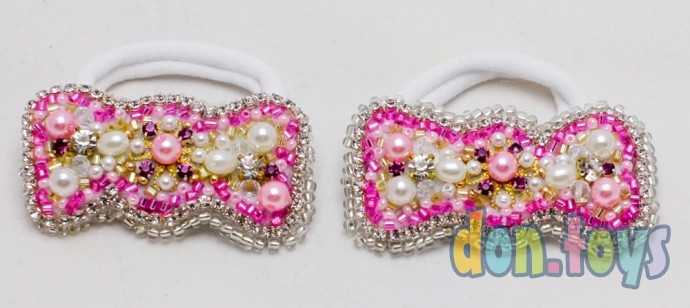 Резинки для волос с бусинами розовые Конфетки, шт., фото 2