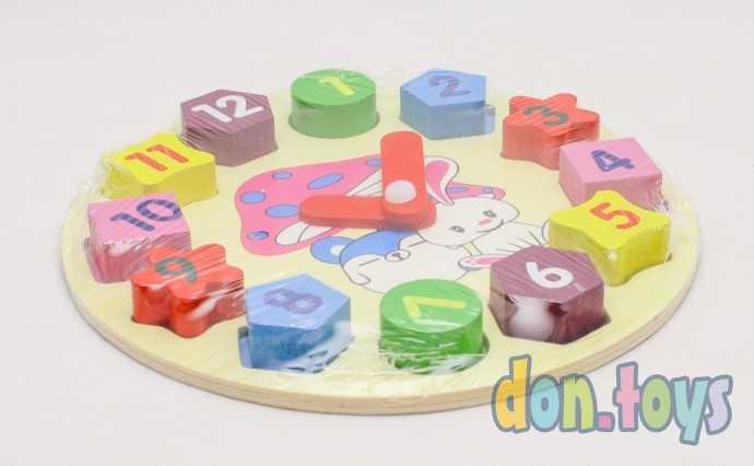 Деревянная игрушка часы сортер, арт. MD 0719, фото 4