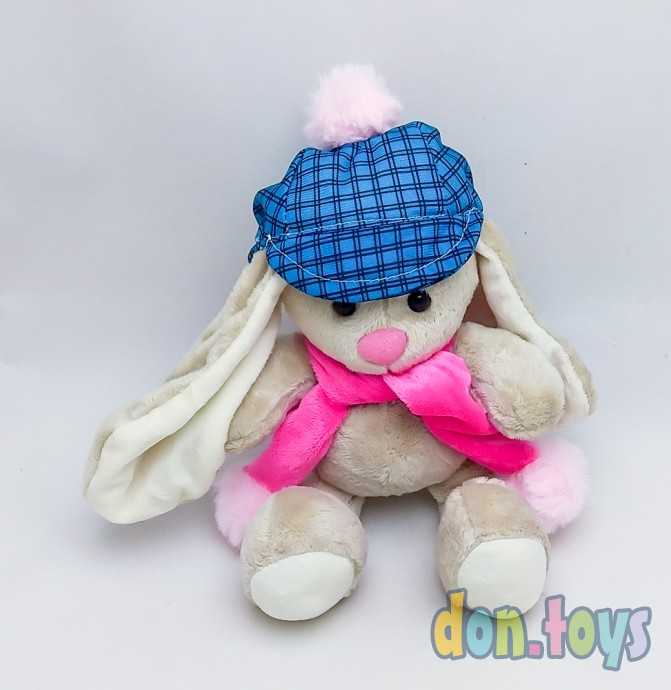 Зайка в клетчатой кепочке с бубоном и шарфиком, фото 2