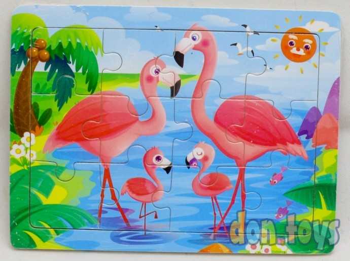 Деревянная пазл-рамка "ФЛАМИНГО" (12эл.), арт.AN02615, фото 1