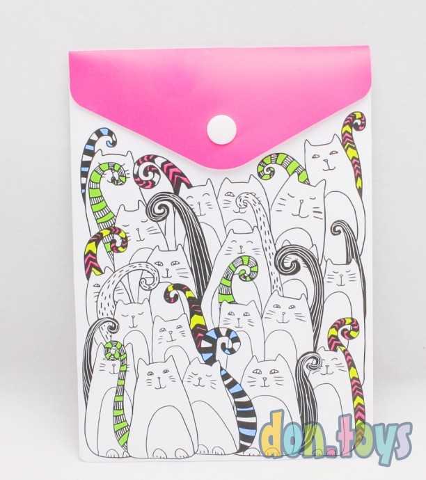 Папка для документов на кнопке "Коты", 15,8х11,4 см, арт. 46751, фото 1