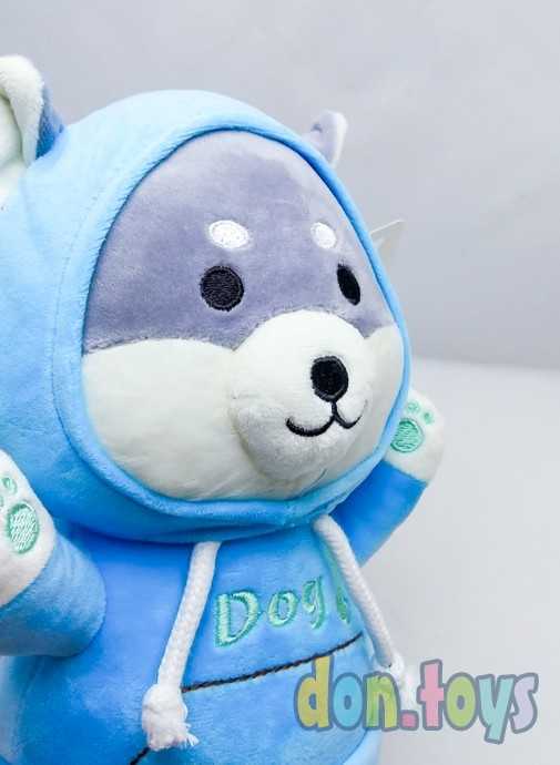 Мягкая игрушка Собачка в толстовке с капюшоном, голубой, фото 2