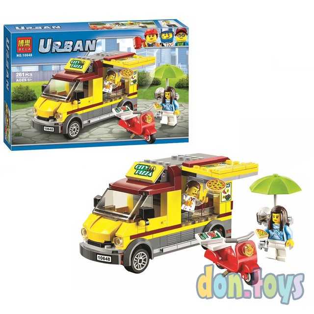 Конструктор Bela арт.10648 Urban (аналог Lego City 60150) "Фургон-пиццерия", 261 деталей, фото 4