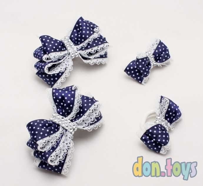 Набор резиночки Бантики в горошек, 4 шт., фото 2