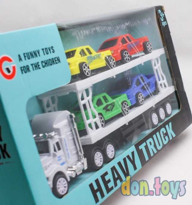 Набор машинок инерционных Перевозчик пикапов, 4 машинки, арт. 1947496, фото 3