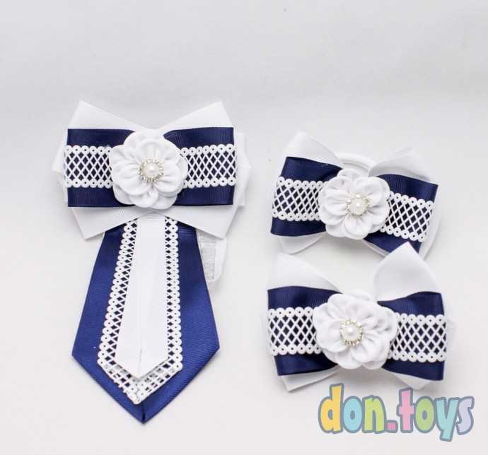 Школьный набор синий с белым цветком, фото 2