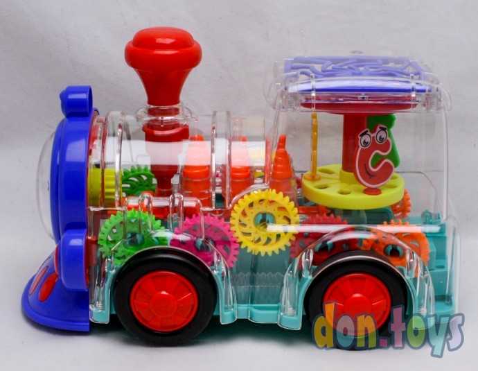 Паровоз с шестеренками, прозрачный, свет, звук, арт. 238-1, фото 9