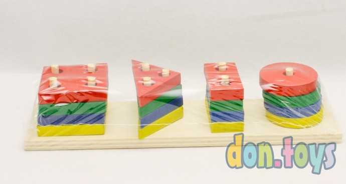 Деревянная логическая игрушка Пирамидка-сортер, арт. 93-2, фото 4