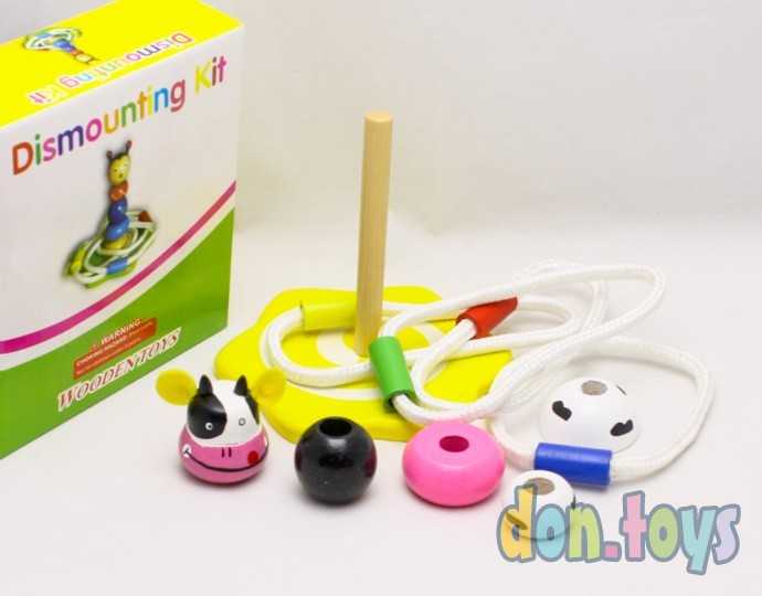 Деревянная головоломка Кольцеброс со шнурками, арт. 5312, фото 1