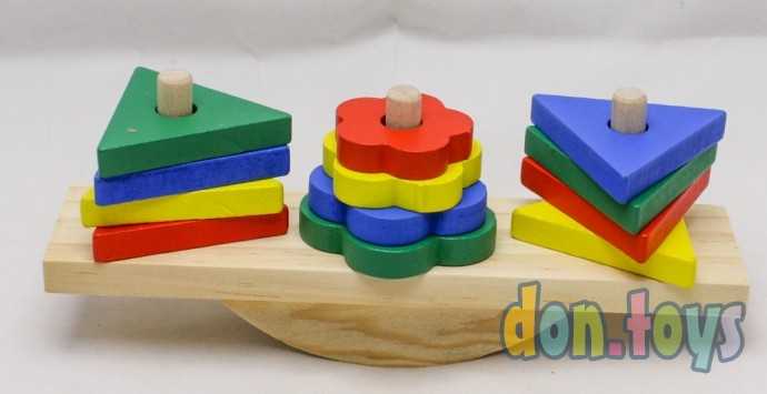 Пирамидка деревянная Формы и баланс, арт. ИД-1047, фото 1