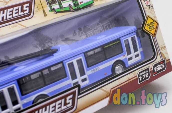 Инерционный троллейбус Лиаз металлический, 1:72, сине-белый, арт. 6407 B, фото 5