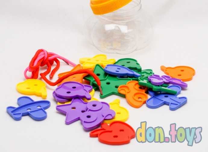 Шнуровка «Весёлые фигурки» в банке, 24 штуки, по методике Монтессори, арт. 3894980, фото 3