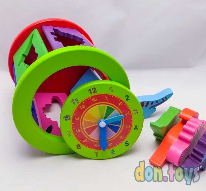 Деревянный сортер с часами Динозавры, фото 7