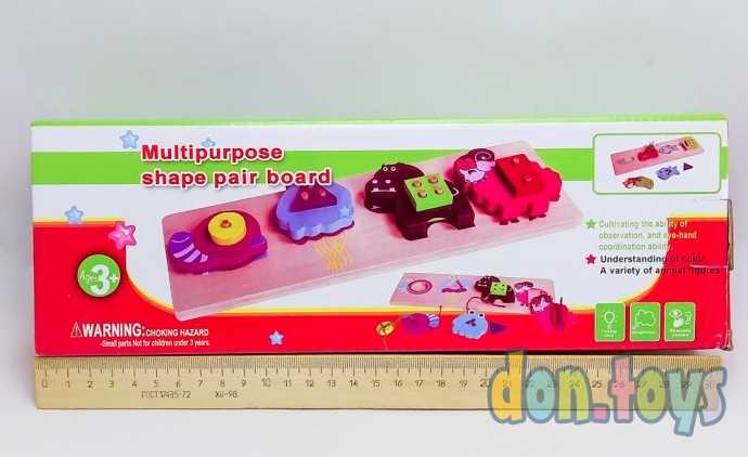 Логическая пирамидка сортер со шнуровкой Зверята, арт. 92-55, фото 3