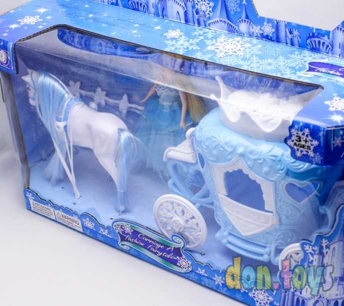 Карета голубая с лошадкой и куклой арт.689F-2, фото 5