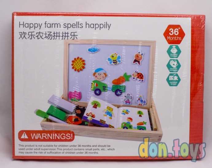 Деревянная магнитная игра Ферма с двухсторонней доской для рисования, арт. 9015, фото 1