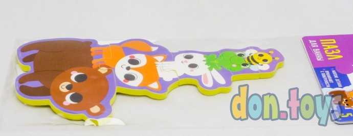 Макси - пазл для игры в ванне «Головоломка: Лесные зверята», 5 мягких деталей, арт. 5302622, фото 4