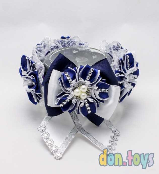 Резинка на пучок Синие цветы, фото 3