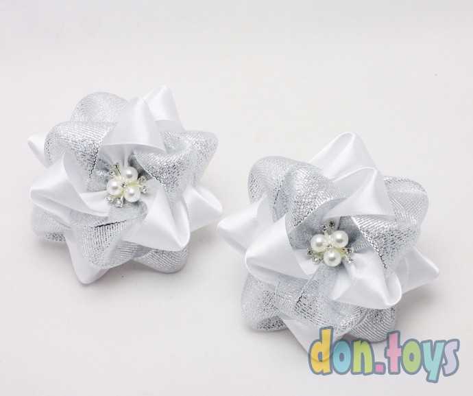 Комбинированные резинки для волос Цветы из атласа и парчи, 1 шт., фото 1