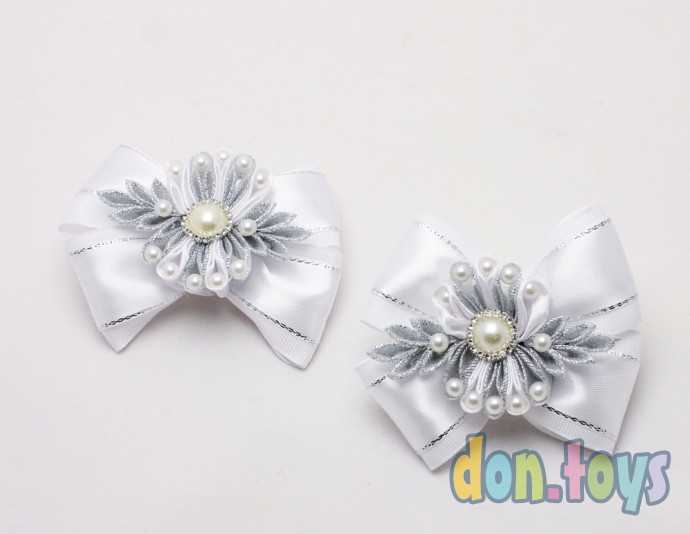 Резинки для волос Белые бантики со снежинкой, 2 шт., фото 1