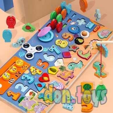 Развивающая многофункциональная игрушка для раннего развития "БизиДоска Монтессори 8 в 1" со спинне, фото 2