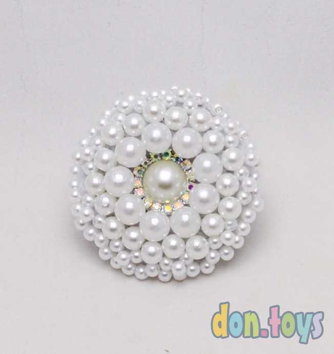 Резинка для волос Цветочек из белых бусин, фото 5