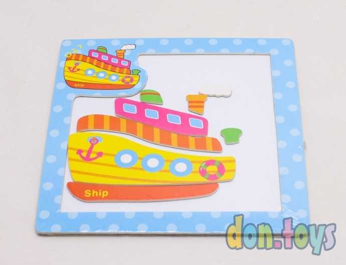 Деревянные магнитные пазлы 8 элементов Кораблик , арт. 402, фото 2